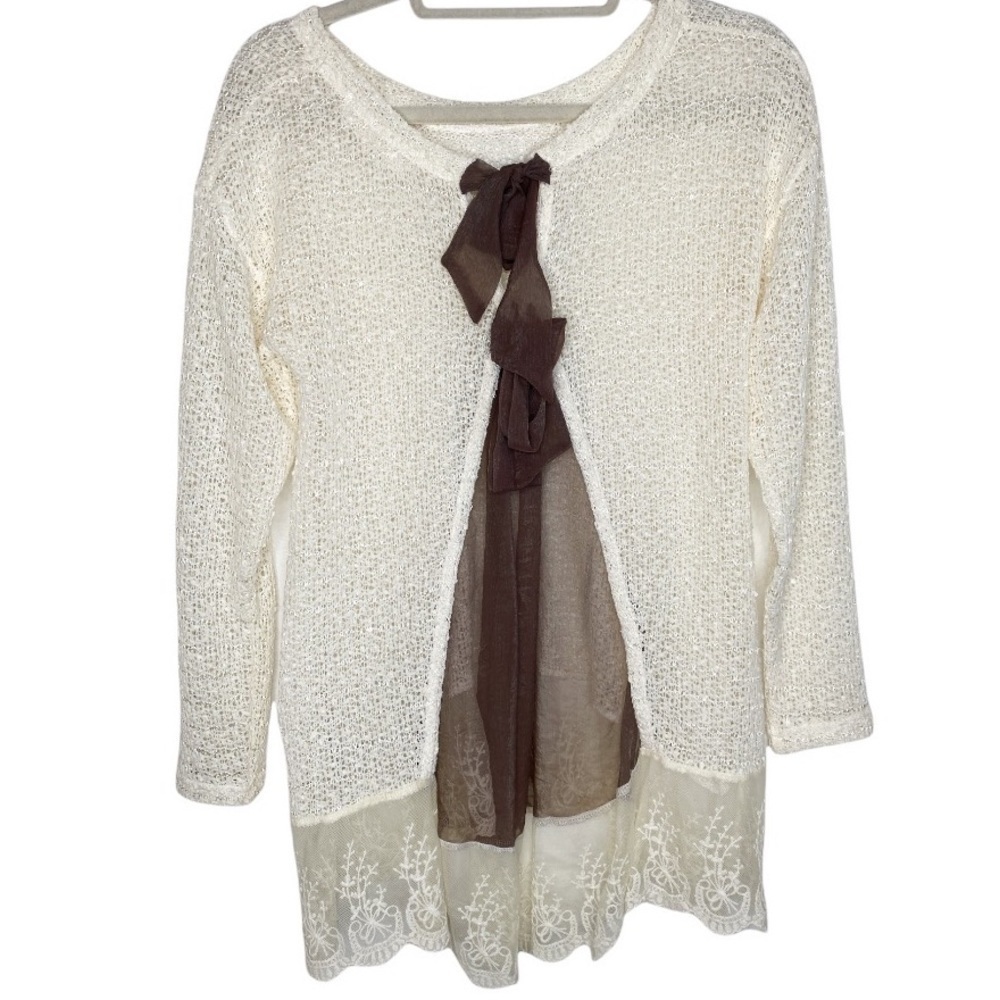 ANTHROPOLOGIE A'Reve Creme Lace Blouse Size Small - Picture 4 of 8